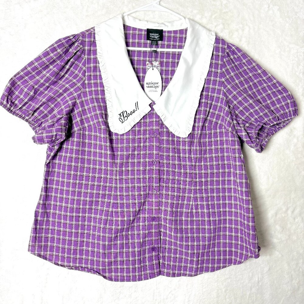 NEW UNIQUE VINTAGE 1930s Plaid Oversized Ruffle Collar Retro Gothic Academia 3X